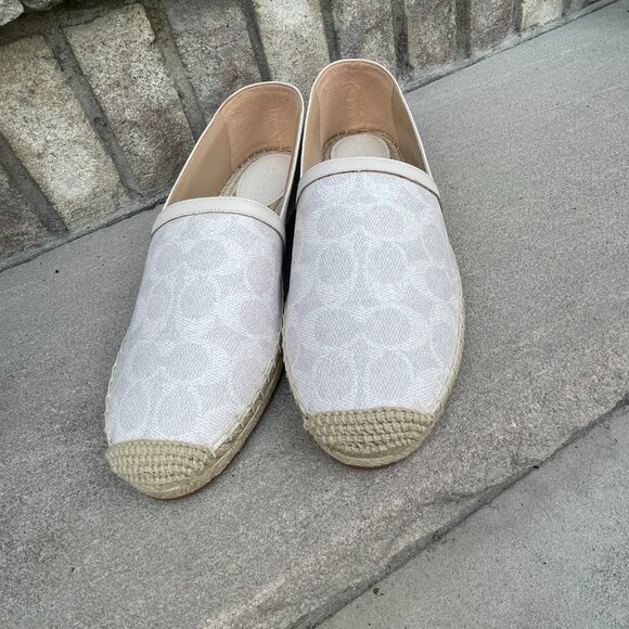 COACH COLLINS Coated Canvas Espadrille 9.5 Women's Slip On Shoe White Monogram - Picture 5 of 14
